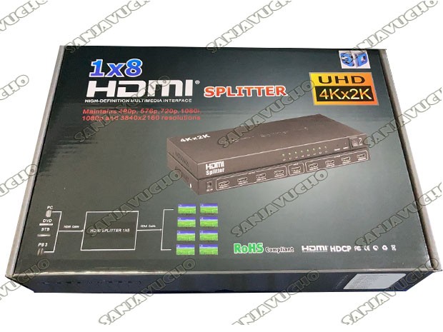 <* HDMI SPLITTER 1 X 8 DUPLICA HD 4Kx2K 3D (7304)